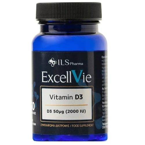 Ils Pharma Excellvie Vitamin D3, 50μg 2000iu Συμπλήρωμα Διατροφής για τη Φυσιολογική Κατάσταση των Οστών 30caps